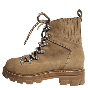 Women's Ankle Boots Lug Sole Hiker Tan Suede Leather Lace-up GABBIE SPLENDID